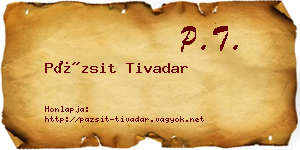 Pázsit Tivadar névjegykártya